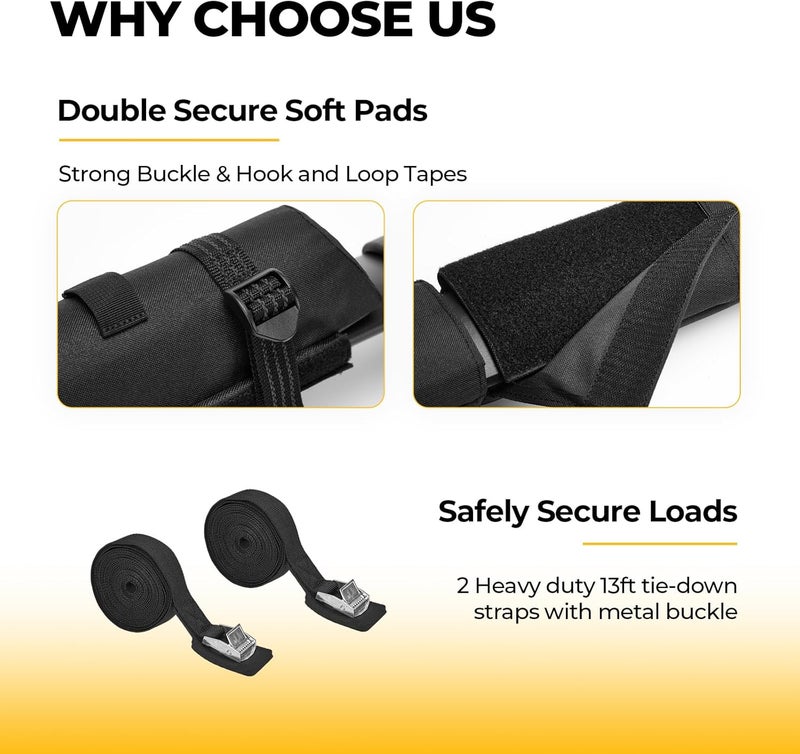 BougeRV 2.0 Soft Roof Rack Pads for Crossbars Protective, Water-Resistant Pads Surfboard Car Rack SUP Kayak Canoe Ladder Luggage Carrier, Universal for Cross Bars, Include 2 Endless Ratchet Straps - Image 5